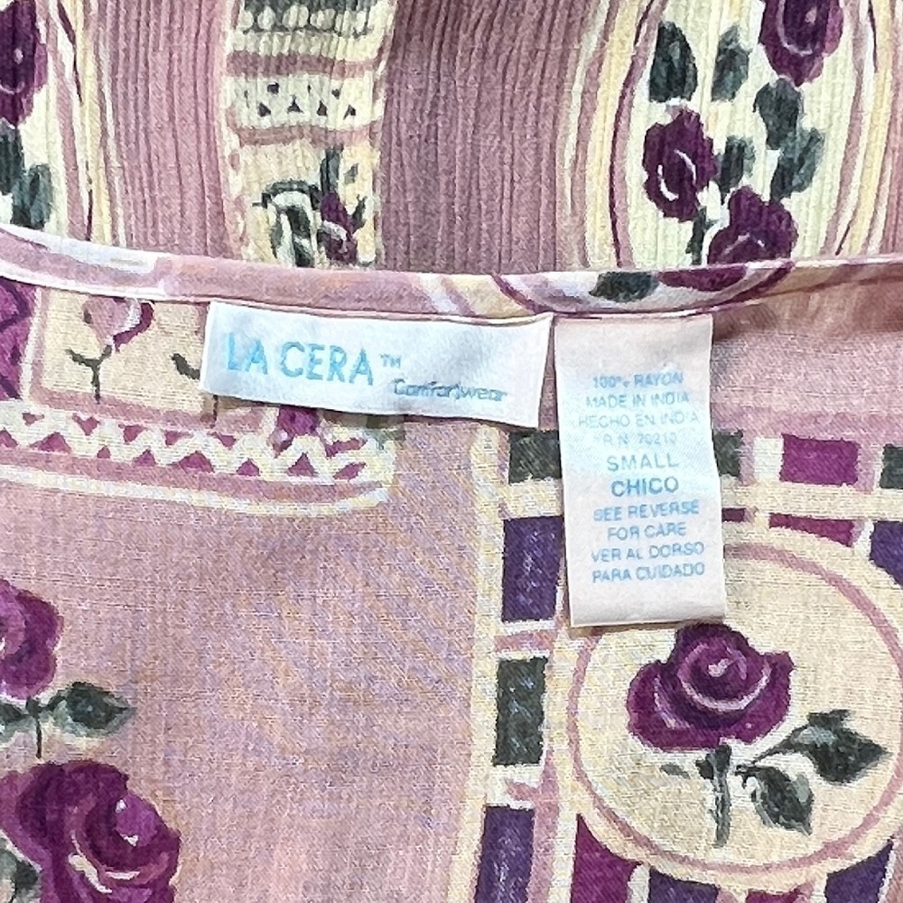 La Cera VINTAGE 80s 90s Midi Pocket Dress Small OVERSIZED Single Stitch Floral - Picture 7 of 8